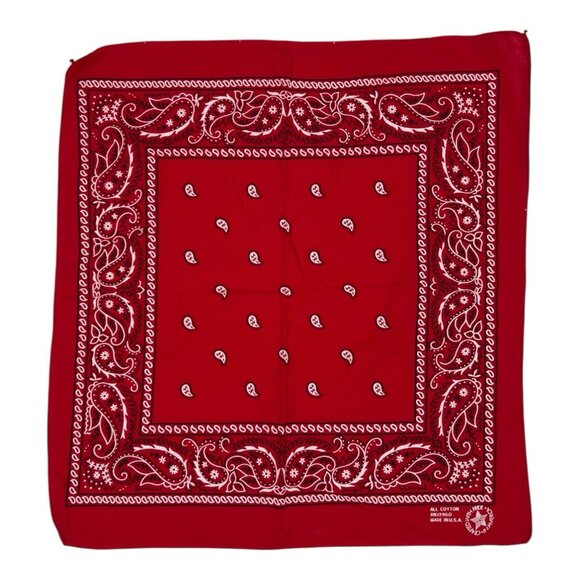 Vintage Wamcraft Bandana Red Paisley Handkerchief USA Made Western Cowboy - Picture 1 of 8